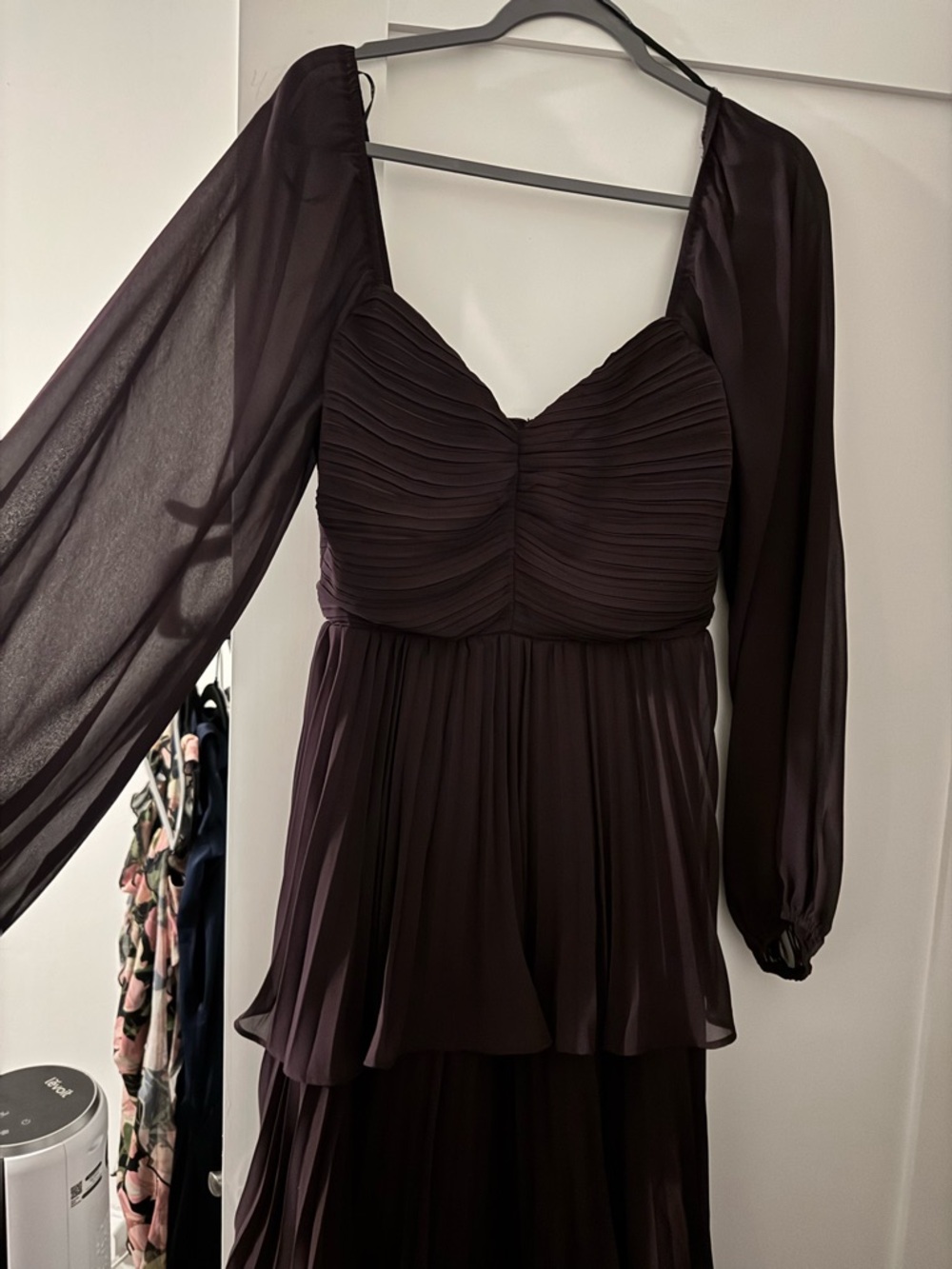 Lulus Impactful Elegance Purple Tiered Balloon Sleeve Maxi Dress - Size L - Picture 4 of 8